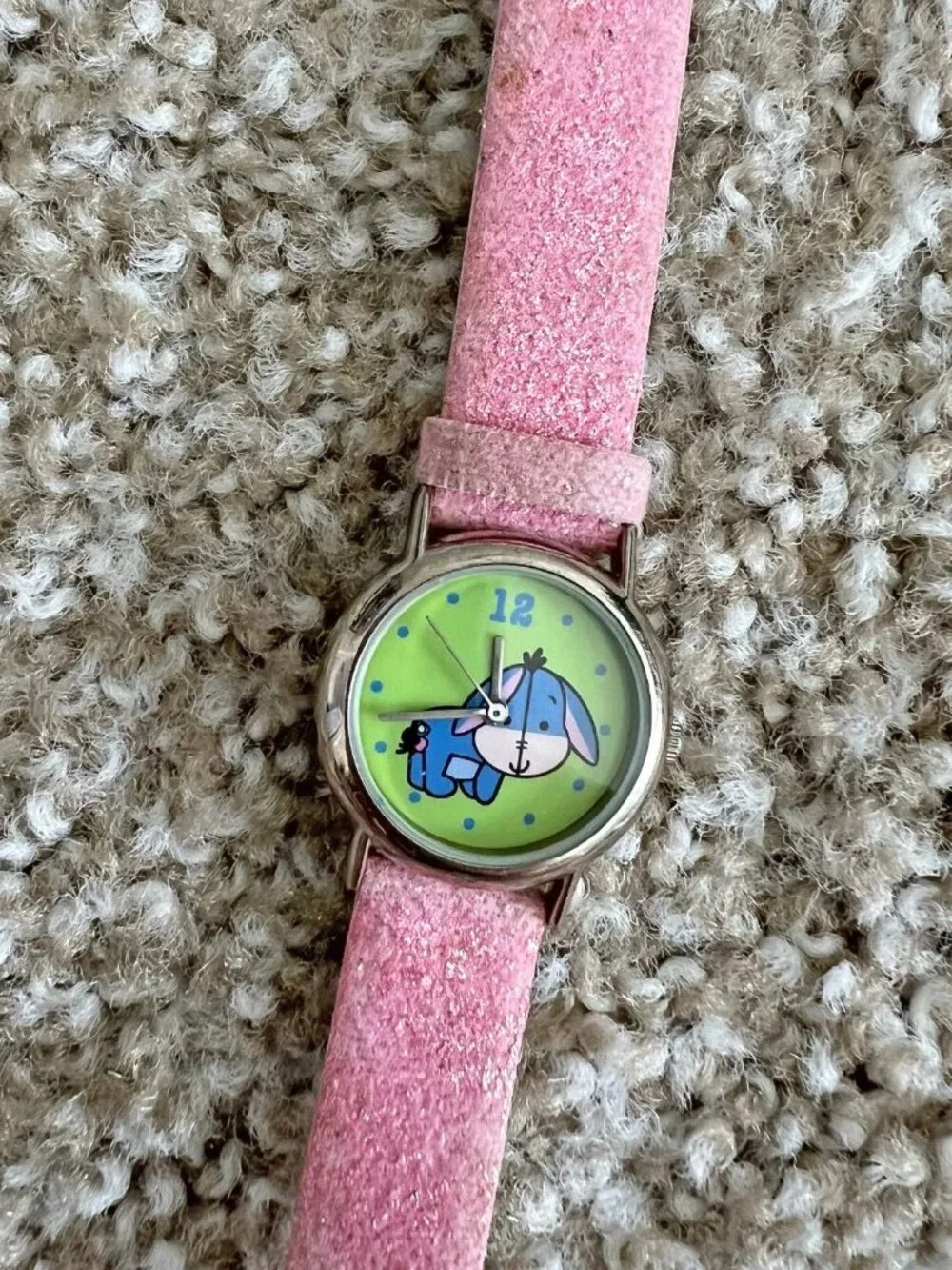Y2K Eeyore Disney Cuties Winnie The Pooh Pink Sparkle Leather Watch Vintage